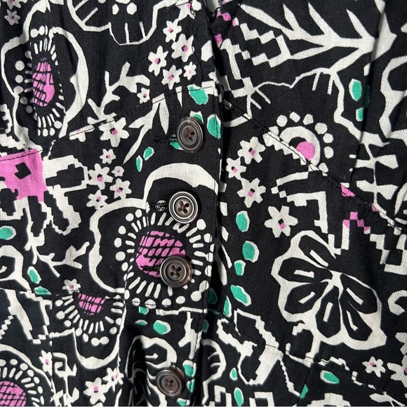 Marine Layer Camila Mini Dress Small black floral hemp casual pockets A-line - Picture 5 of 9